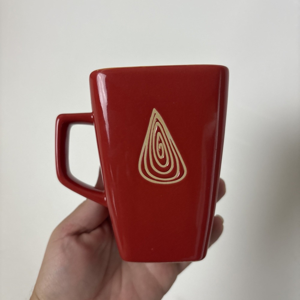 Vintage MCM DISARONNO Mug Flame Red Orange Amaretto Ceramic Italy Abstract art